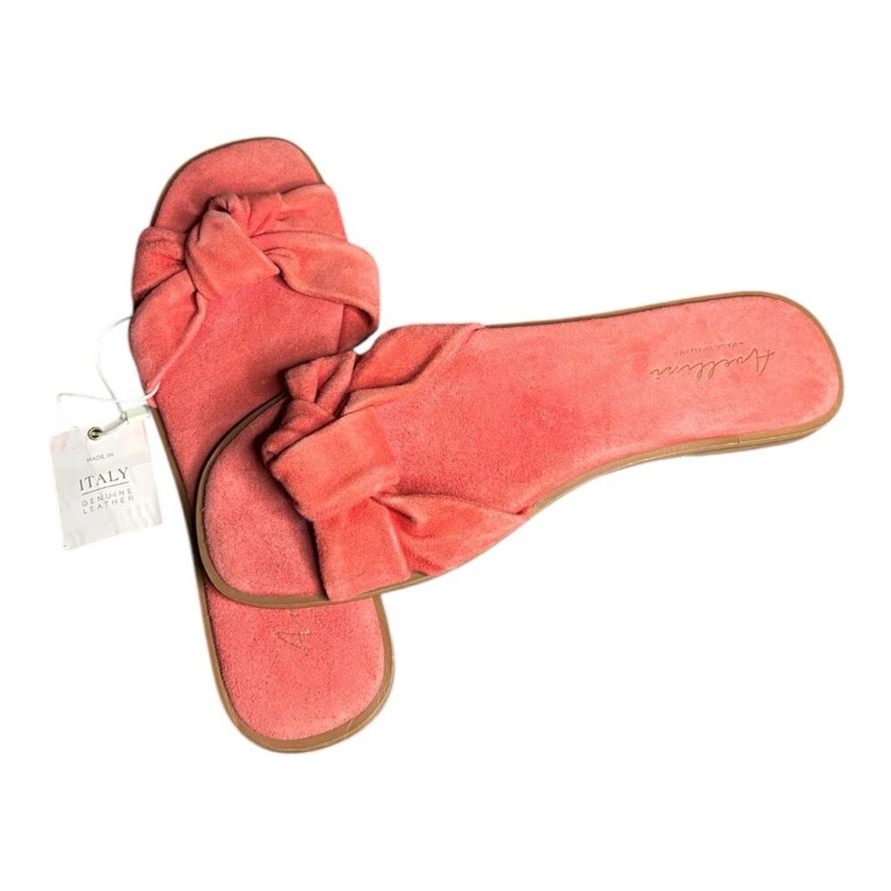 Avellini Coral Suede Slip On Sandals With Bow Detail 9.5